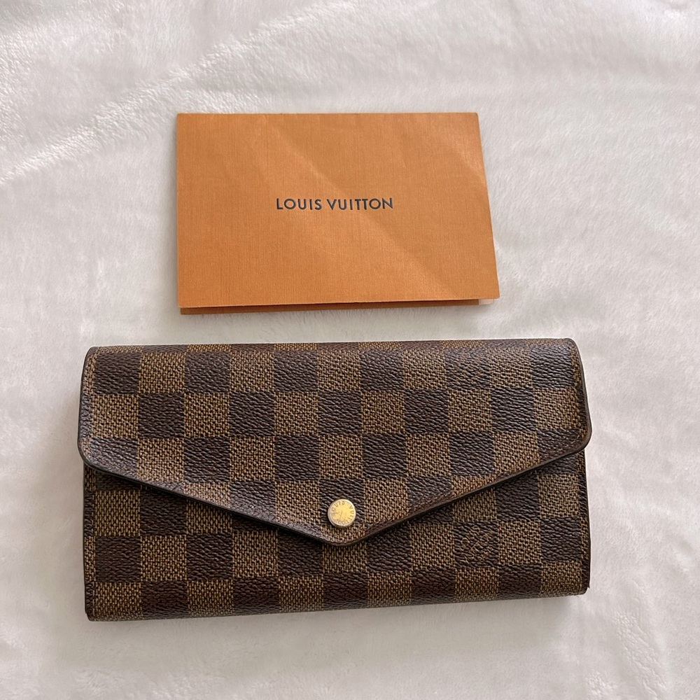 Authentic Louis Vuitton Dark Brown Checkered Sarah long wallet